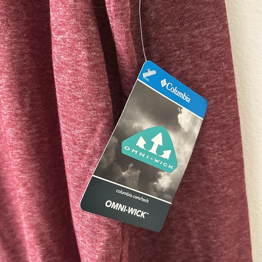 Columbia Burgundy Red Long Sleeve Omni Wick Casual Button Long Sleeve Tee New XL - Picture 3 of 5